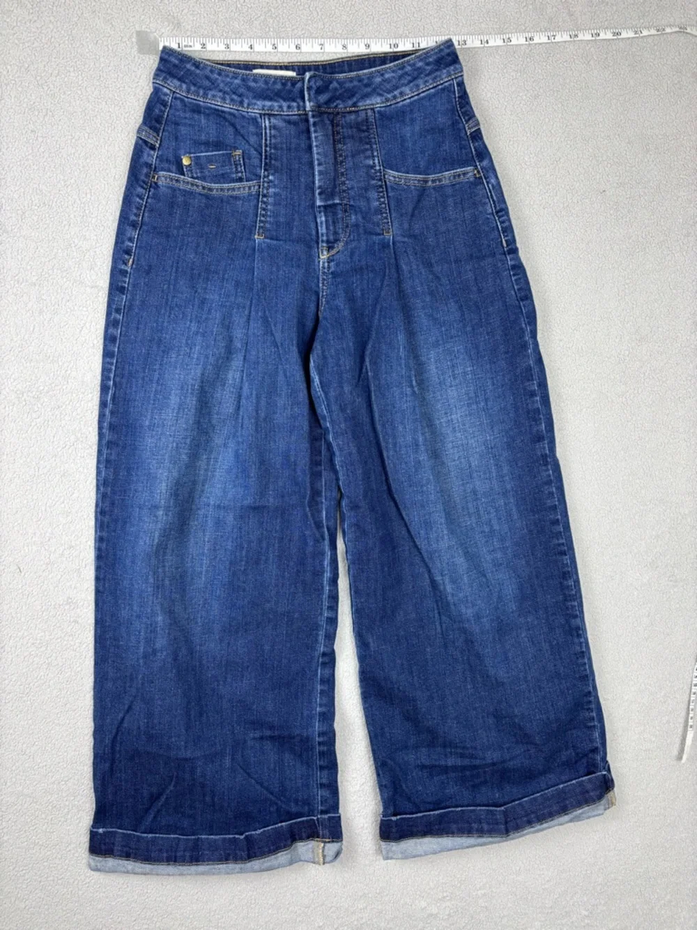 The Emory Pleated High-Rise Wide-Leg Jeans by  Anthropologie Pilcro - Picture 4 of 10
